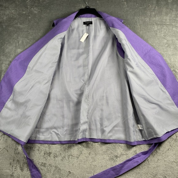Talbots Vest Womens Sz 20W Purple Linen Belted Lapel Lined Sleeveless Blazer NWT - Picture 5 of 10